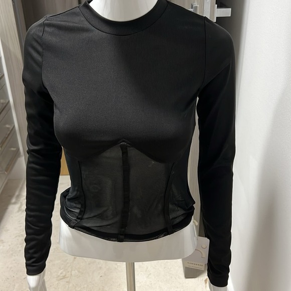 NWT REVOLVE & MINIMALIST lovers COMMENSE black mesh corset TOP S - Picture 11 of 14